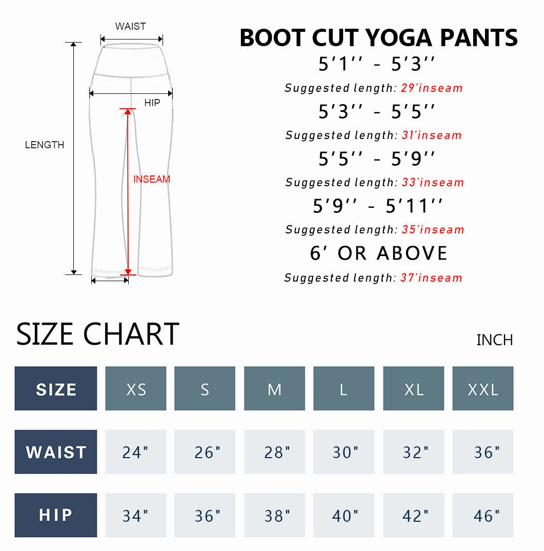 29" 31" 33" 35" 37" High Waist Bootcut Leggings Black_Running