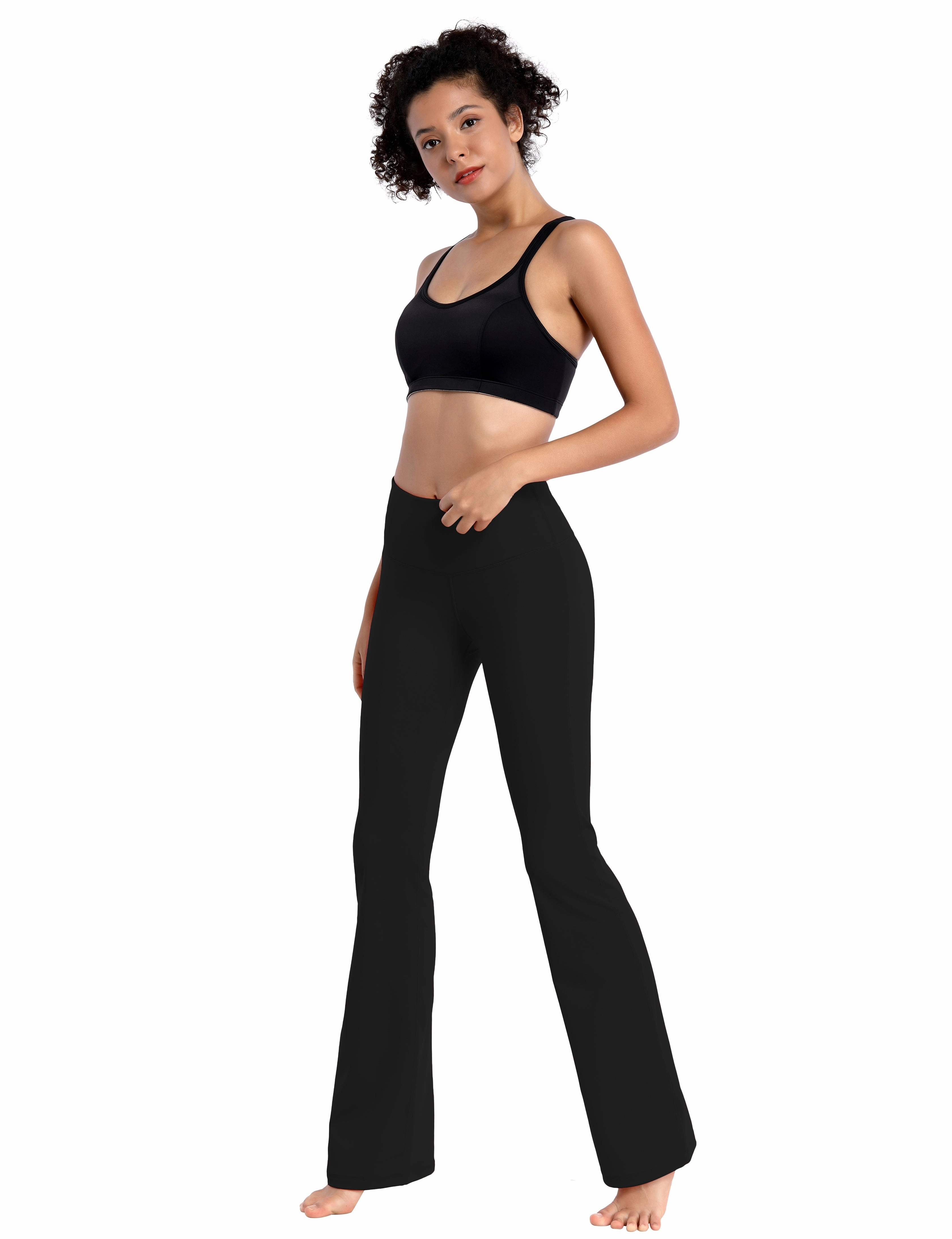 29" 31" 33" 35" 37" High Waist Bootcut Leggings Black_Running