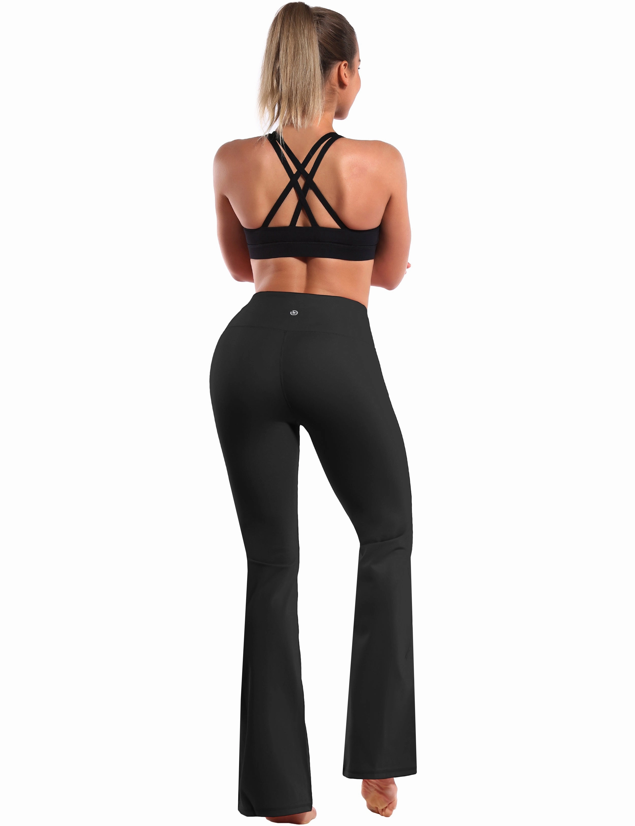 29" 31" 33" 35" 37" High Waist Bootcut Leggings Black_Running