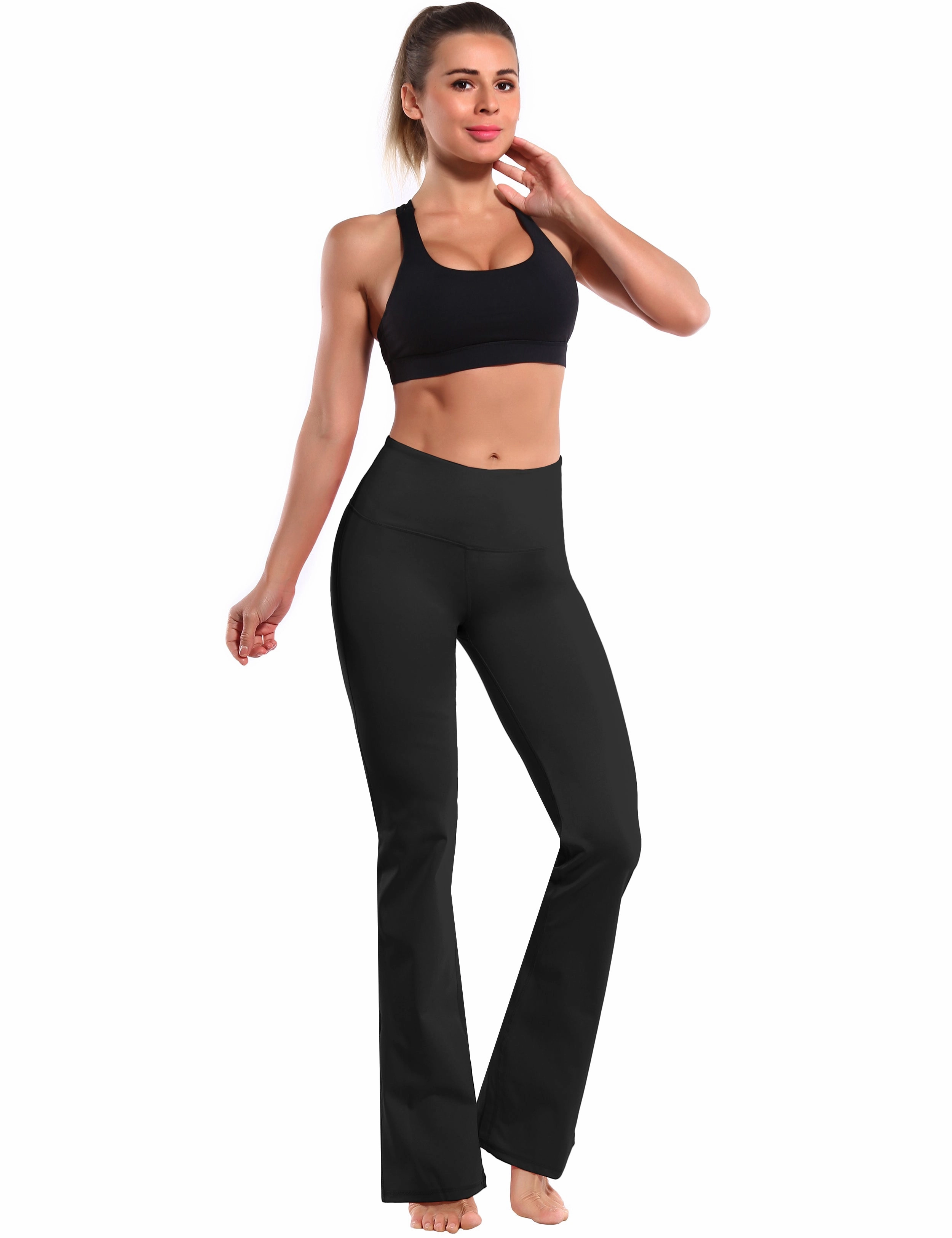 29" 31" 33" 35" 37" High Waist Bootcut Leggings Black_Running