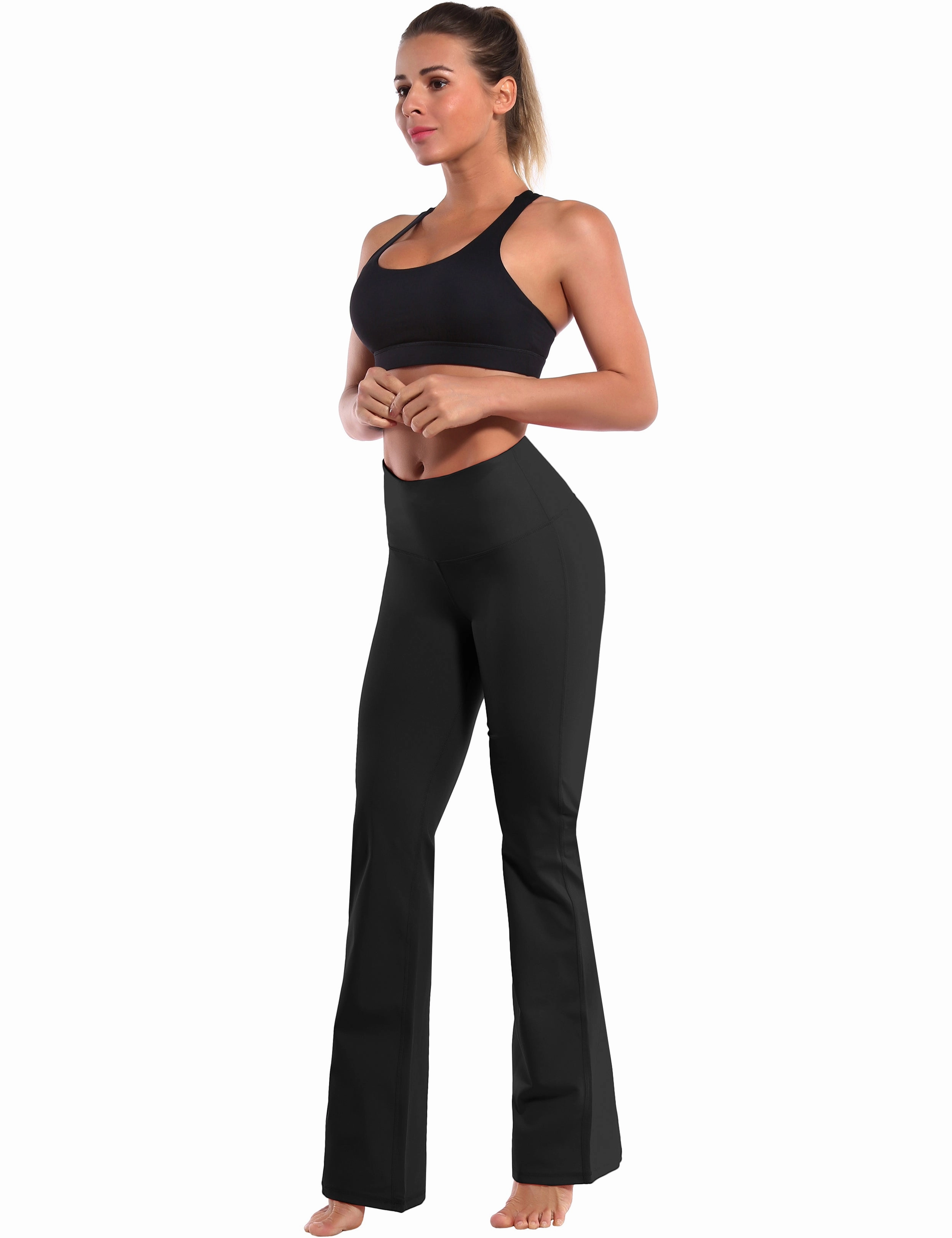 29" 31" 33" 35" 37" High Waist Bootcut Leggings Black_Running