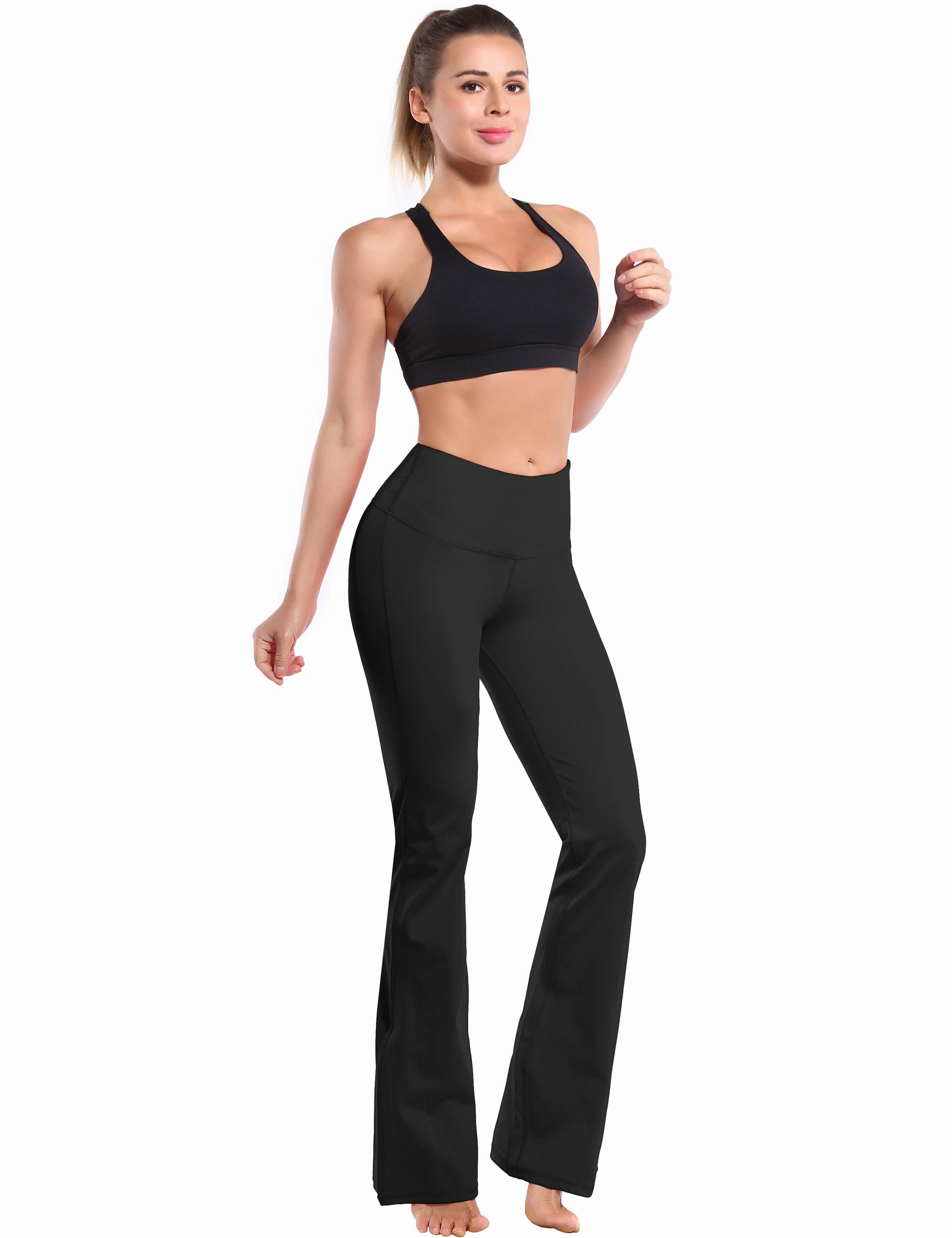 29" 31" 33" 35" 37" High Waist Bootcut Leggings Black_Running