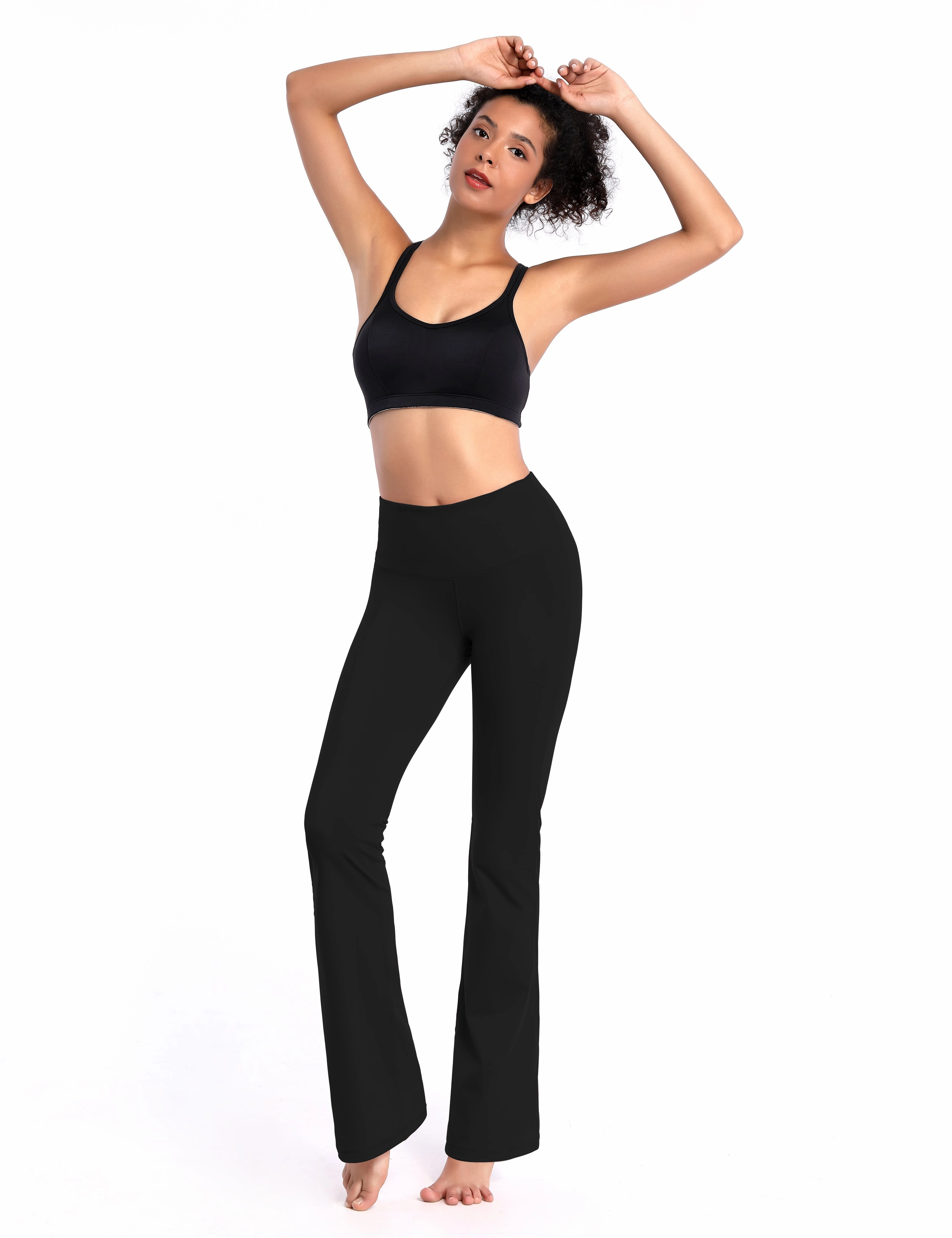 29" 31" 33" 35" 37" High Waist Bootcut Leggings Black_Running