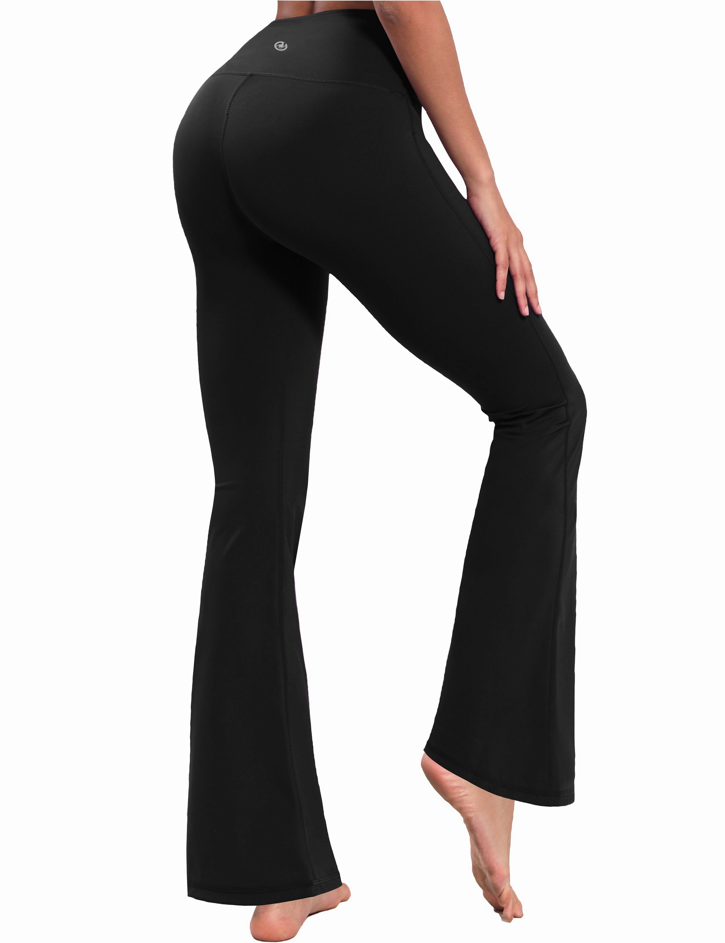 29" 31" 33" 35" 37" High Waist Bootcut Leggings Black_Running