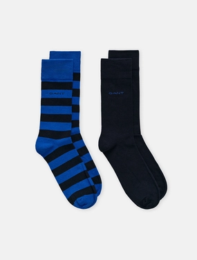 2-Pack Barstriped & Solid Socks Lapis Blue