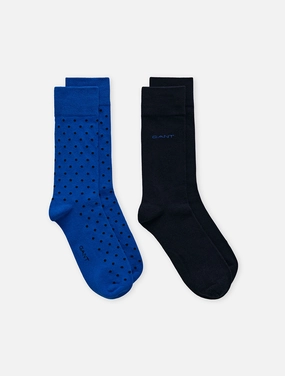 2-Pack Dot & Solid Socks Lapis Blue