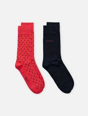 2-Pack Dot & Solid Socks Watermelon Red