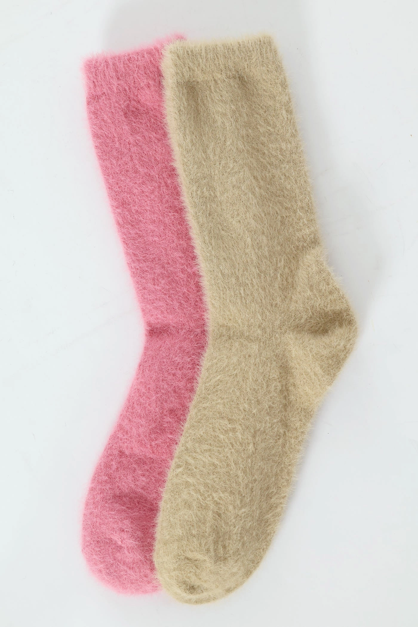 2 Pack Plain Fluffy Cosy Socks - Pink