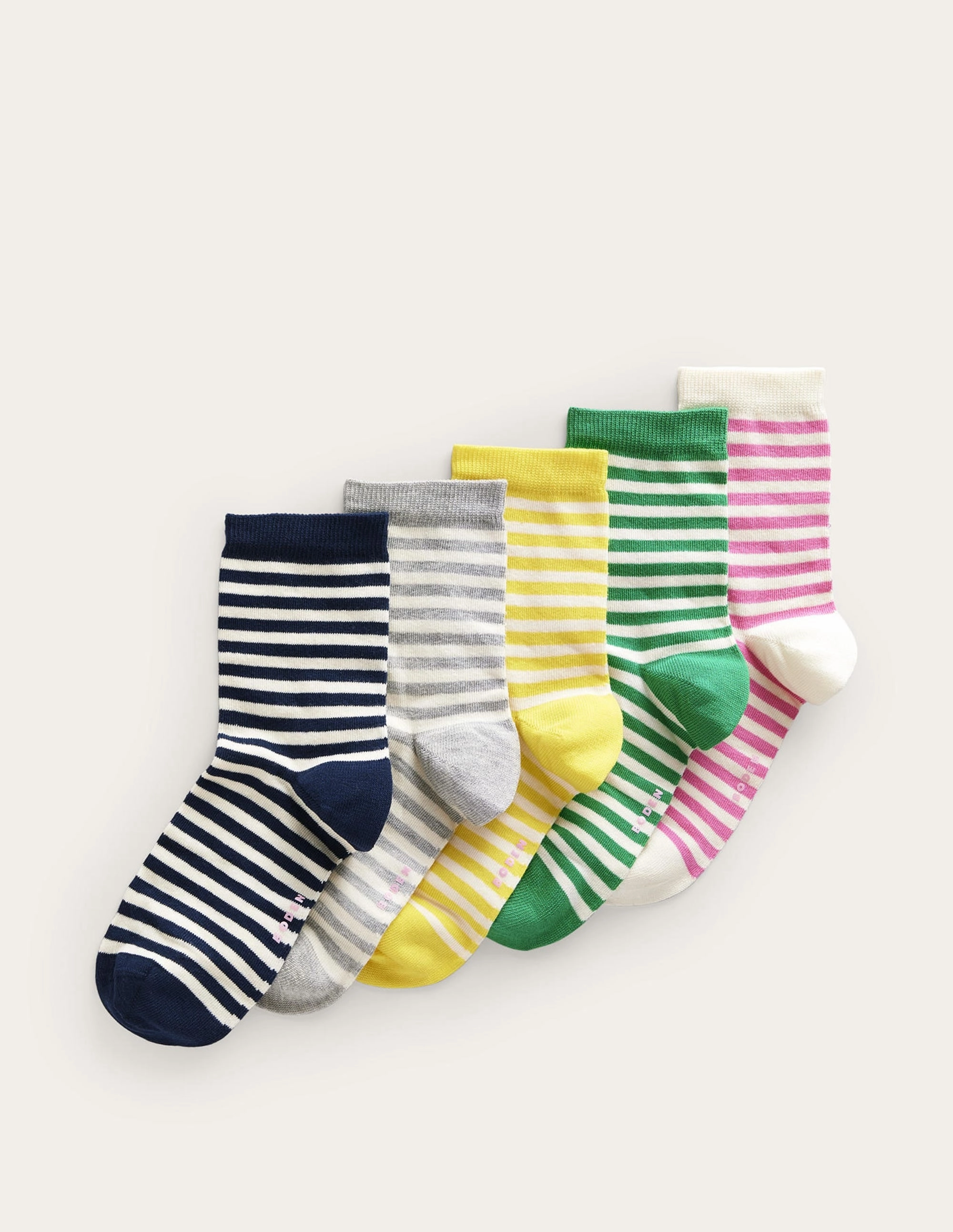 5 Pack Ankle Socks-Breton Stripe