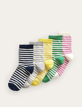 5 Pack Ankle Socks-Breton Stripe
