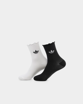 Adidas Women's Ruffle Crew Sock 2 Pack White/Black