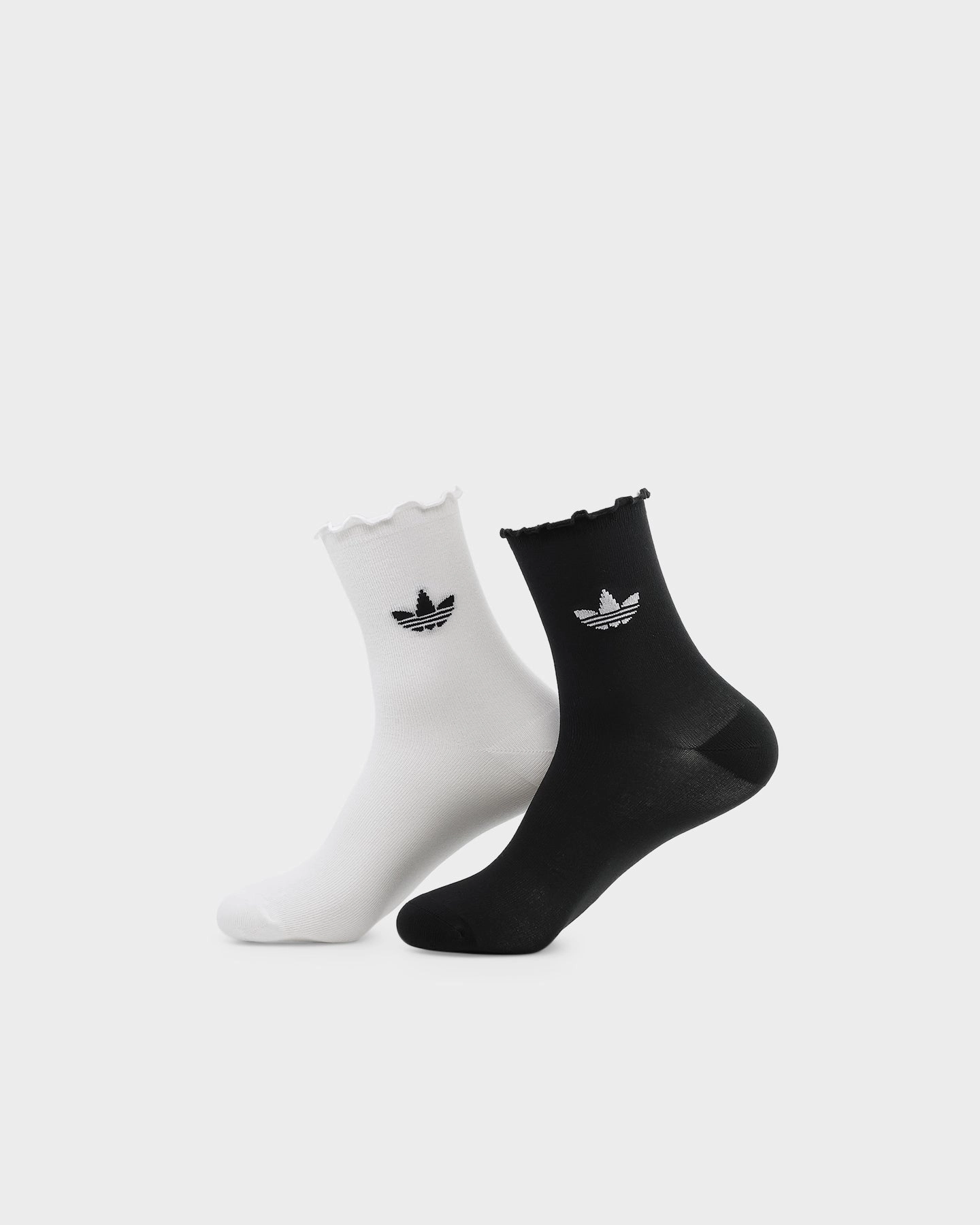 Adidas Women's Ruffle Crew Sock 2 Pack White/Black