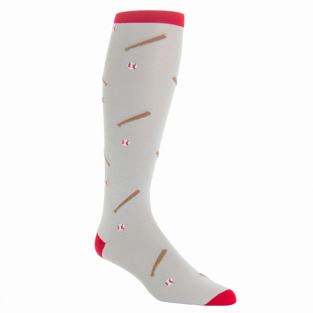 Ash with Red Tipping, White and Red Baseball with Brown and Burnt Orange Bat Cotton Sock Linked Toe OTC
