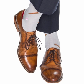 Ash with Red Tipping, White and Red Baseball with Brown and Burnt Orange Bat Cotton Sock Linked Toe OTC