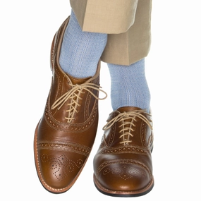 Azure Blue with Ash Chain Link Cotton Sock Linked Toe OTC