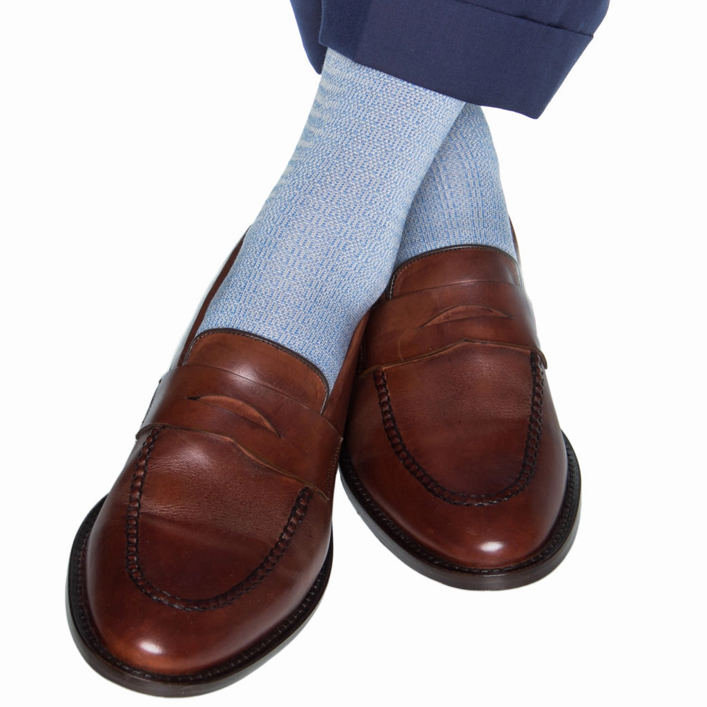 Azure Blue with Ash Chain Link Cotton Sock Linked Toe OTC