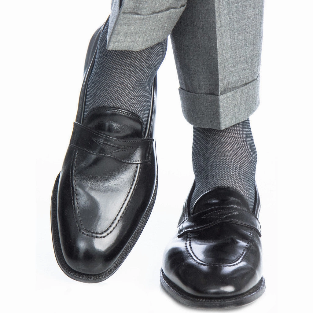 Black and Ash Nailhead Cotton Sock Linked Toe OTC