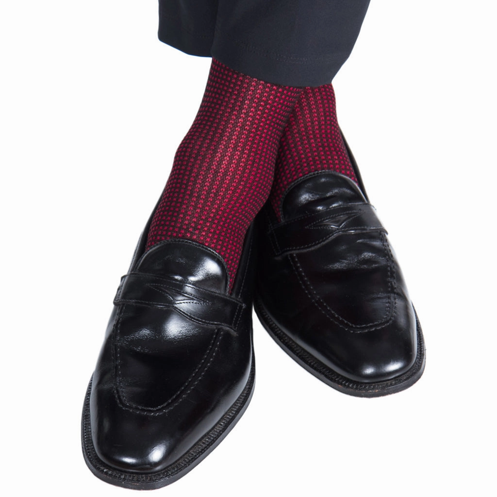 Black and Red Grenadine Cotton Sock Linked Toe OTC