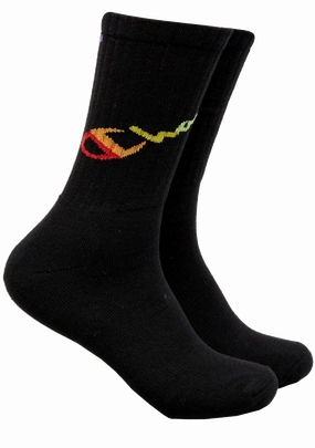 Champion C Logo Pride Crew Socks 2Pack BLK/WIT <br> SXMA2N BLACK