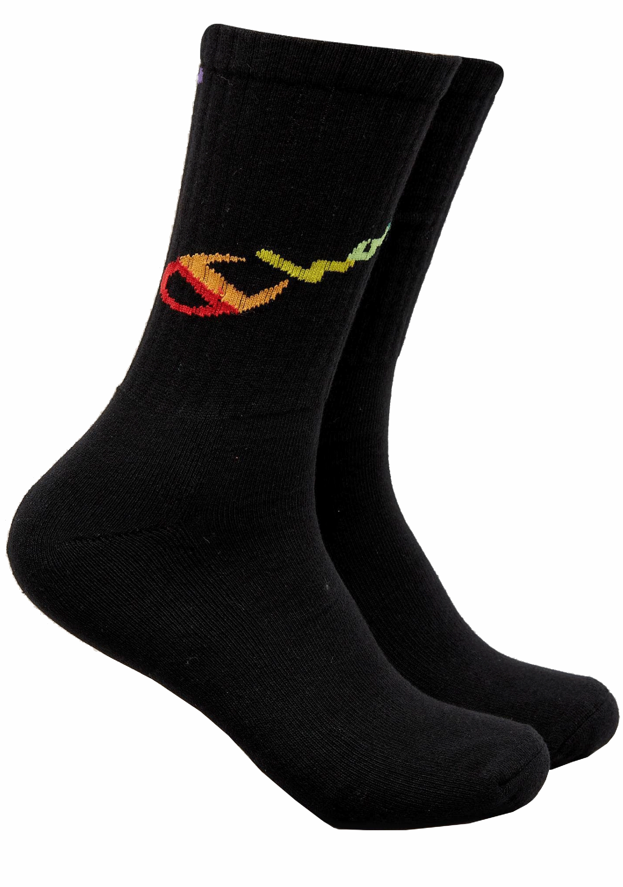 Champion C Logo Pride Crew Socks 2Pack BLK/WIT <br> SXMA2N BLACK