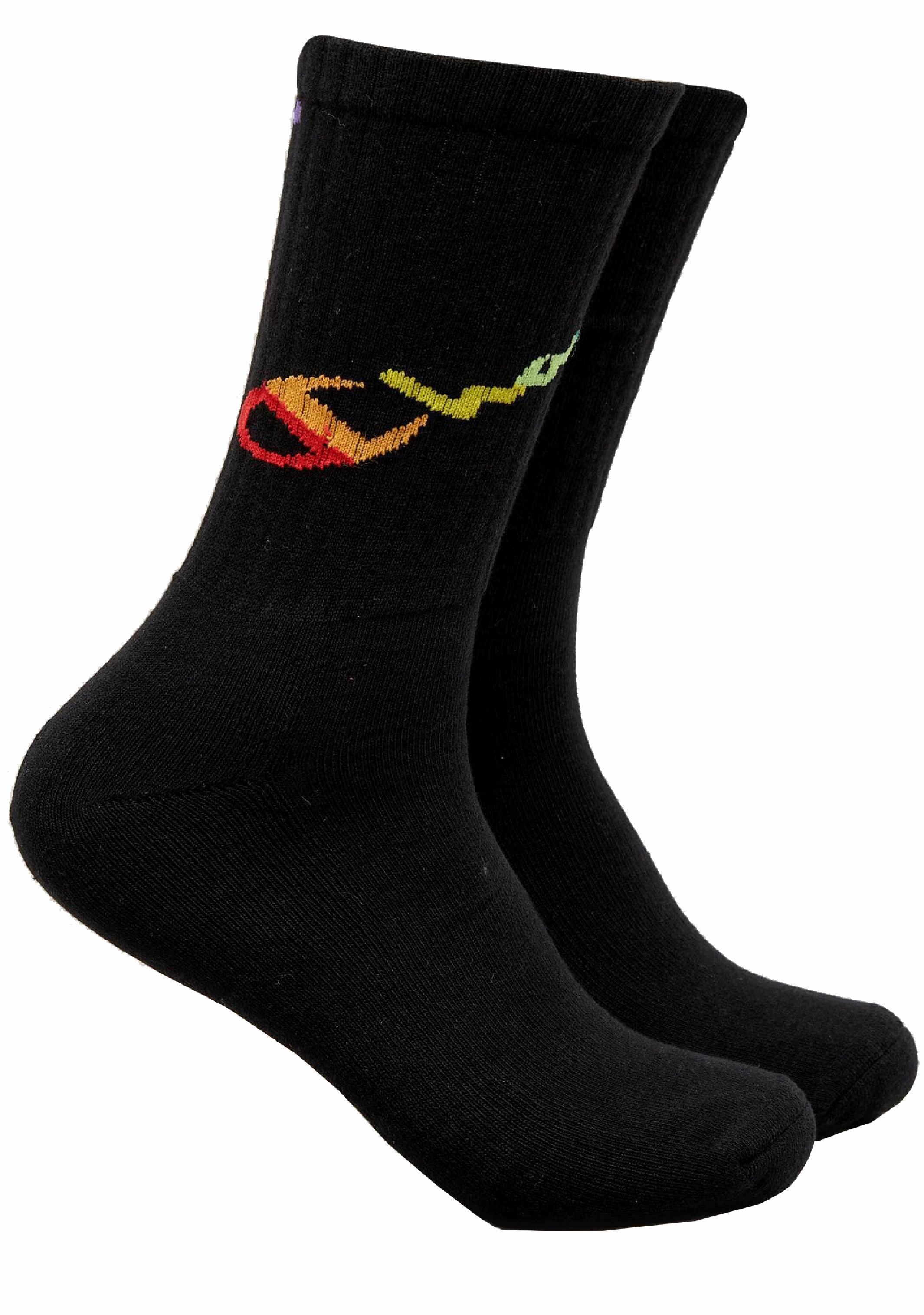 Champion C Logo Pride Crew Socks 2Pack BLK/WIT <br> SXMA2N BLACK