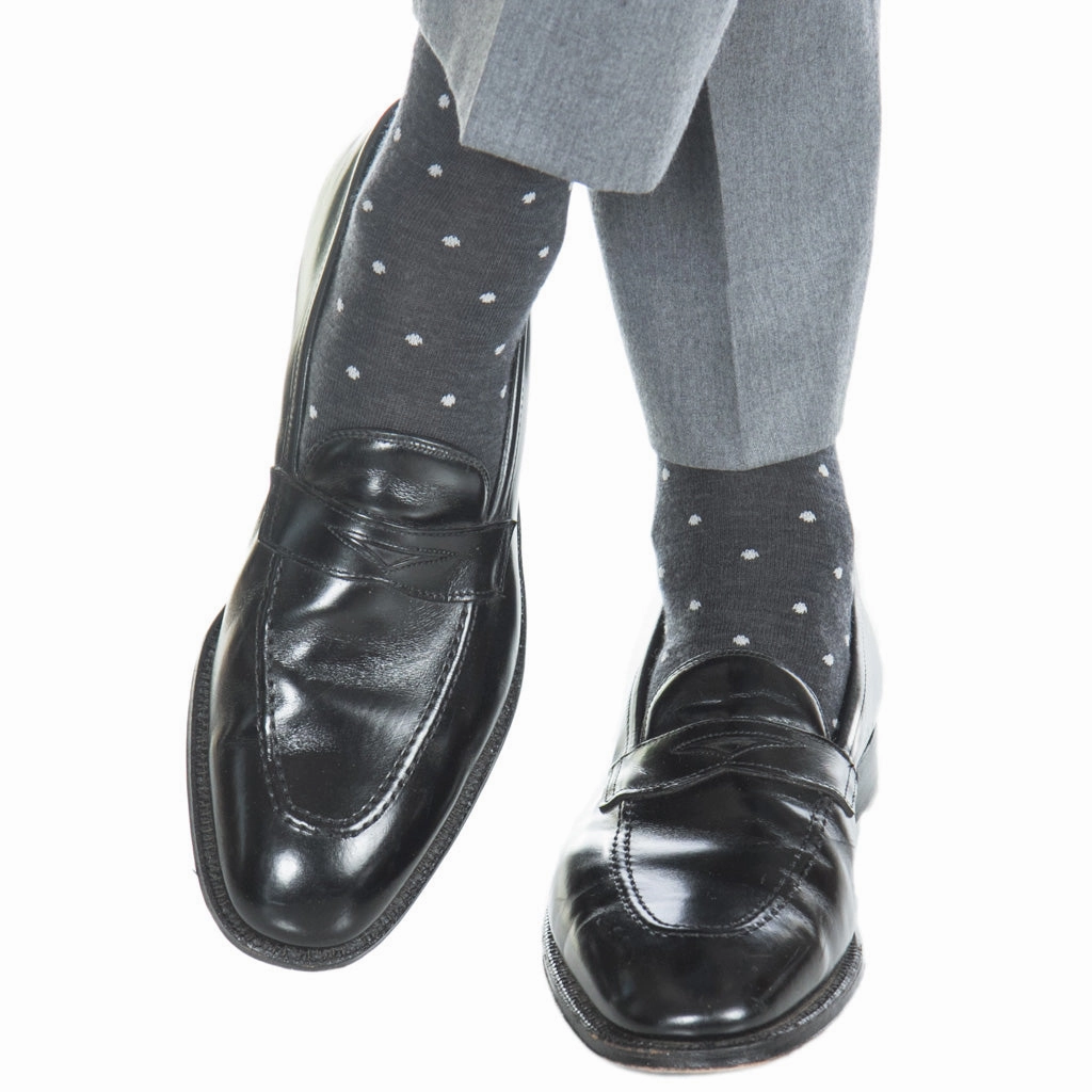 Charcoal with Ash Dot Fine Merino Wool Sock Linked Toe OTC