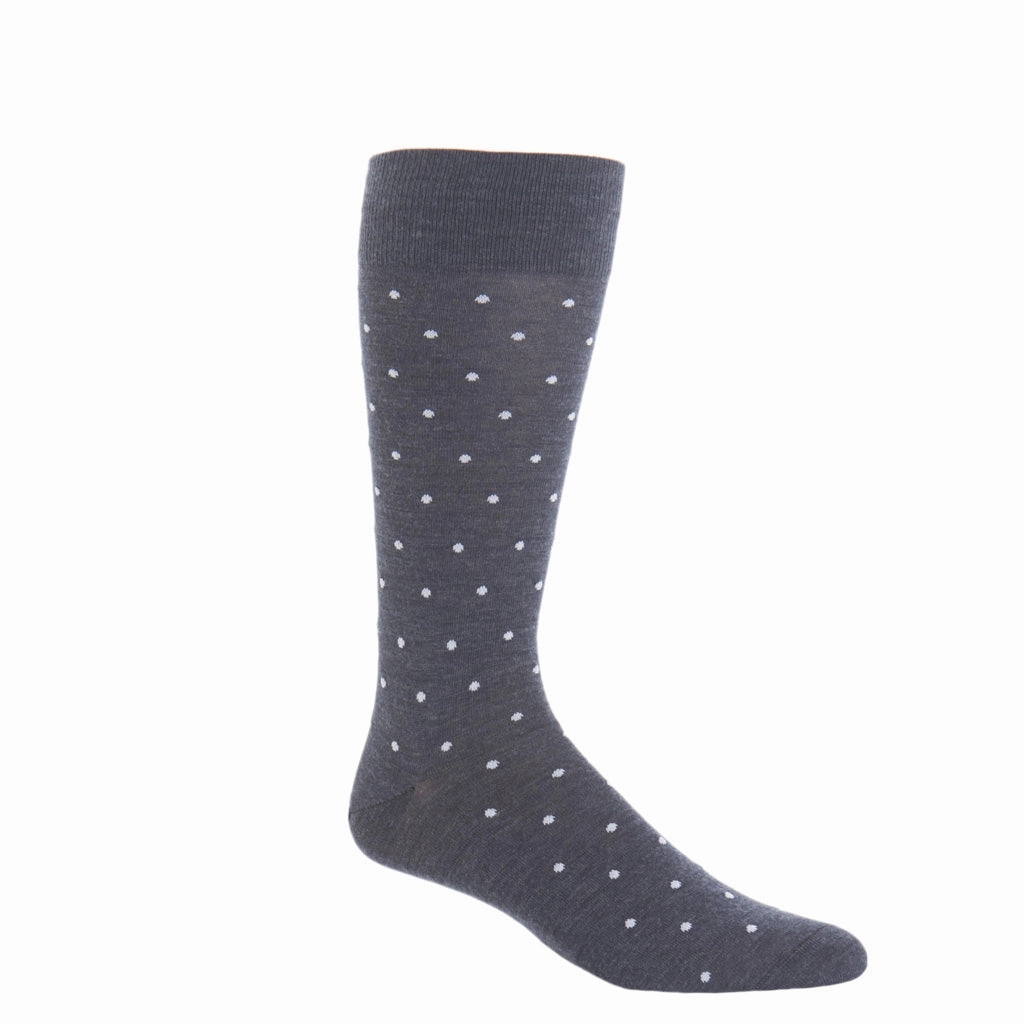 Charcoal with Ash Dot Fine Merino Wool Sock Linked Toe OTC