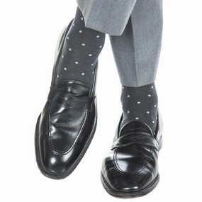 Charcoal with Ash Dot Fine Merino Wool Sock Linked Toe OTC