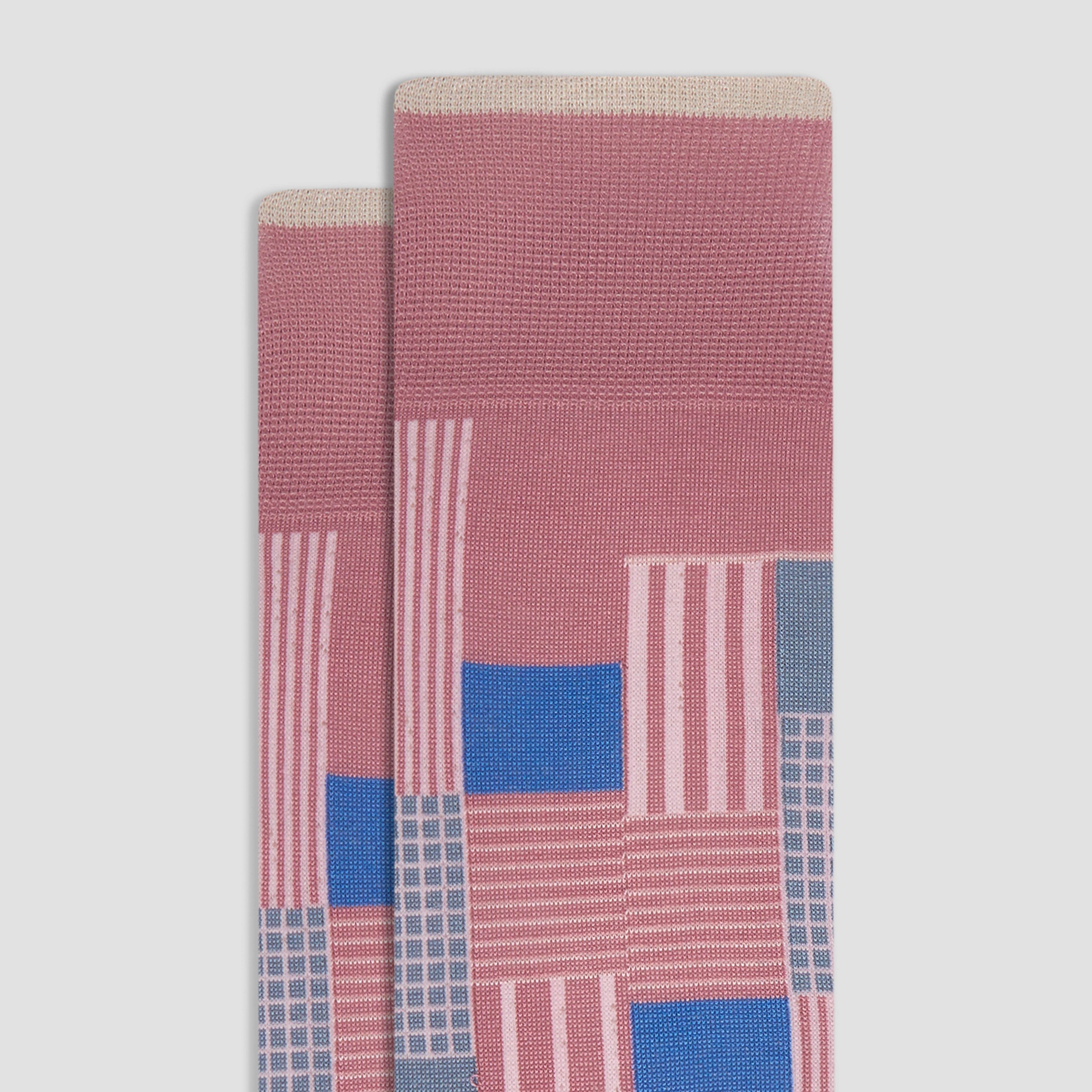 Check-Stripe Mid-Calf Socks