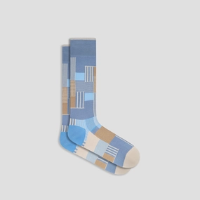 Check-Stripe Mid-Calf Socks