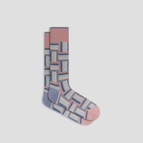 Check-Stripe Mid-Calf Socks