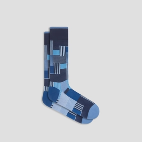 Check-Stripe Mid-Calf Socks