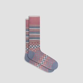 Checkerboard and Stripe Mid-Calf Socks