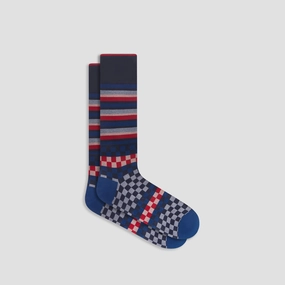 Checkerboard and Stripe Mid-Calf Socks