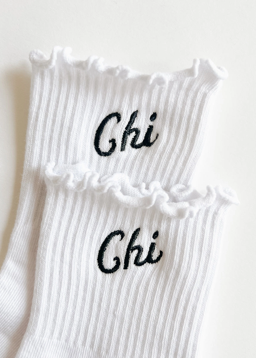 Chi Ruffle Crew Sock - Black