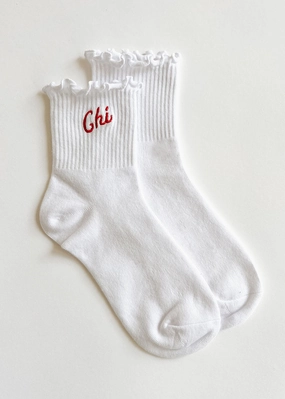 Chi Ruffle Crew Sock - Red
