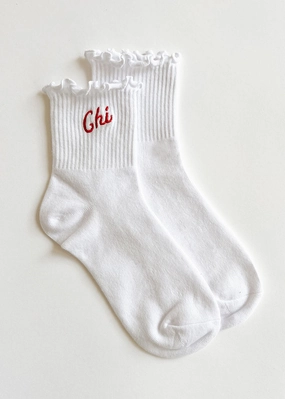 Chi Ruffle Crew Sock - Red