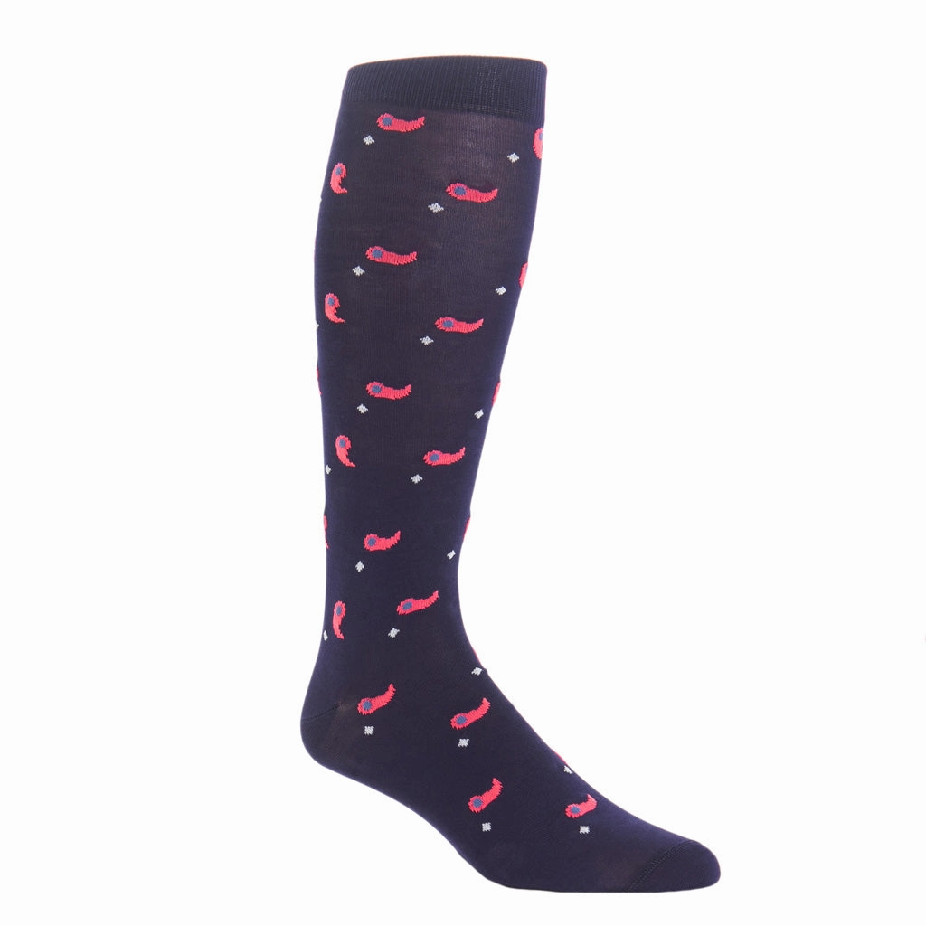 Classic Navy with Coral, Ash Paisley and Stars Cotton Sock Linked Toe OTC