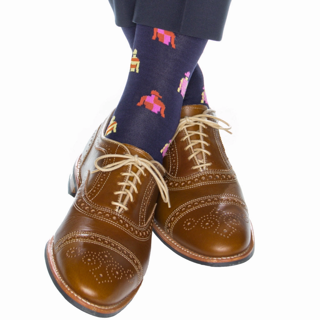 Classic Navy with Jockey Silk Cotton Sock Linked Toe OTC