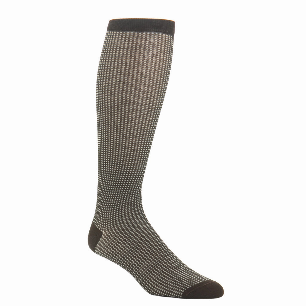 Coffee Brown with Tan Grenadine Cotton Sock Linked Toe OTC