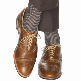 Coffee Brown with Tan Grenadine Cotton Sock Linked Toe OTC