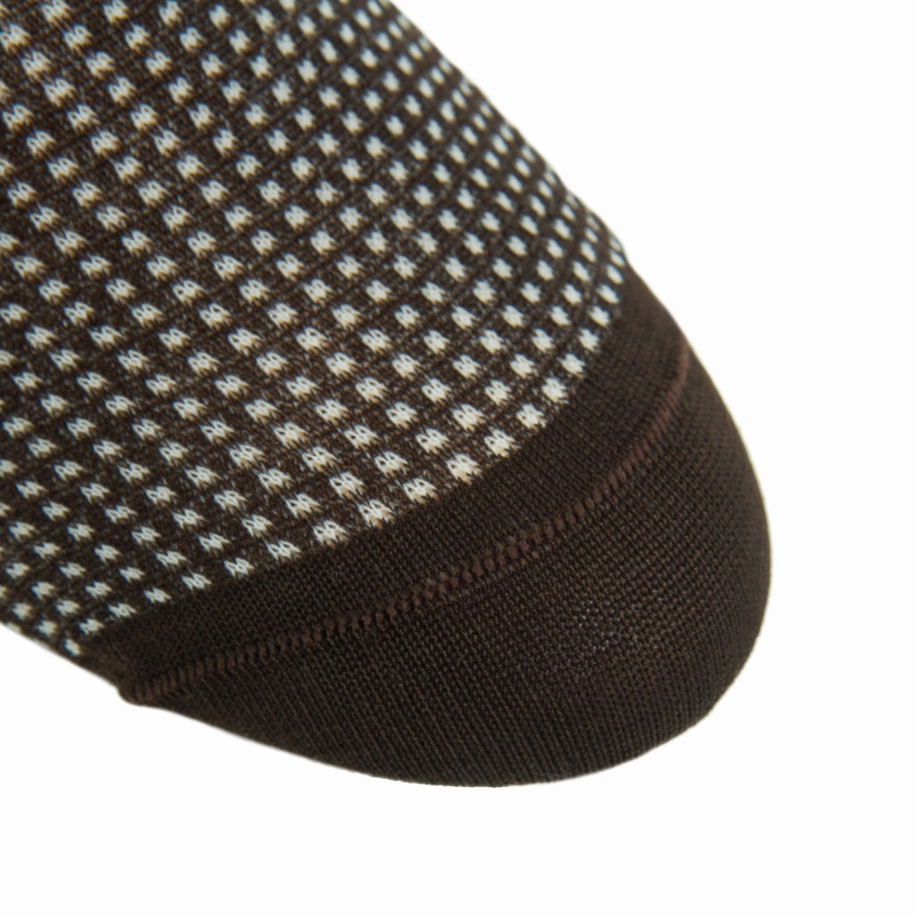 Coffee Brown with Tan Grenadine Cotton Sock Linked Toe OTC