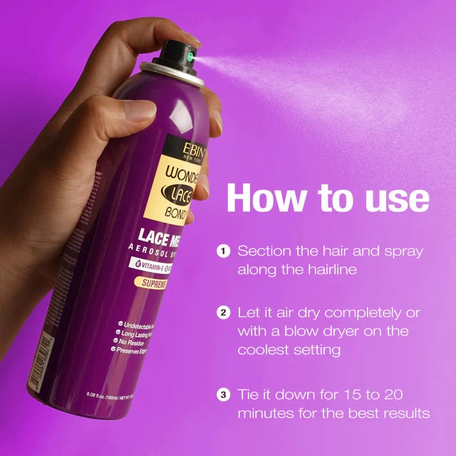 Ebin NY Wonder Lace Bond Lace Melt Spray- Vitamin E. Biotin- 6.08 oz