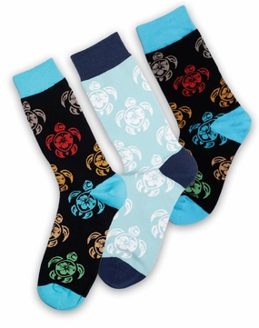 Family Tribal Turtle Tropical Matching Crew Socks | 3-Pair Bundle