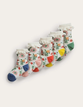 Frilly Socks 5 Pack-Multi Floral