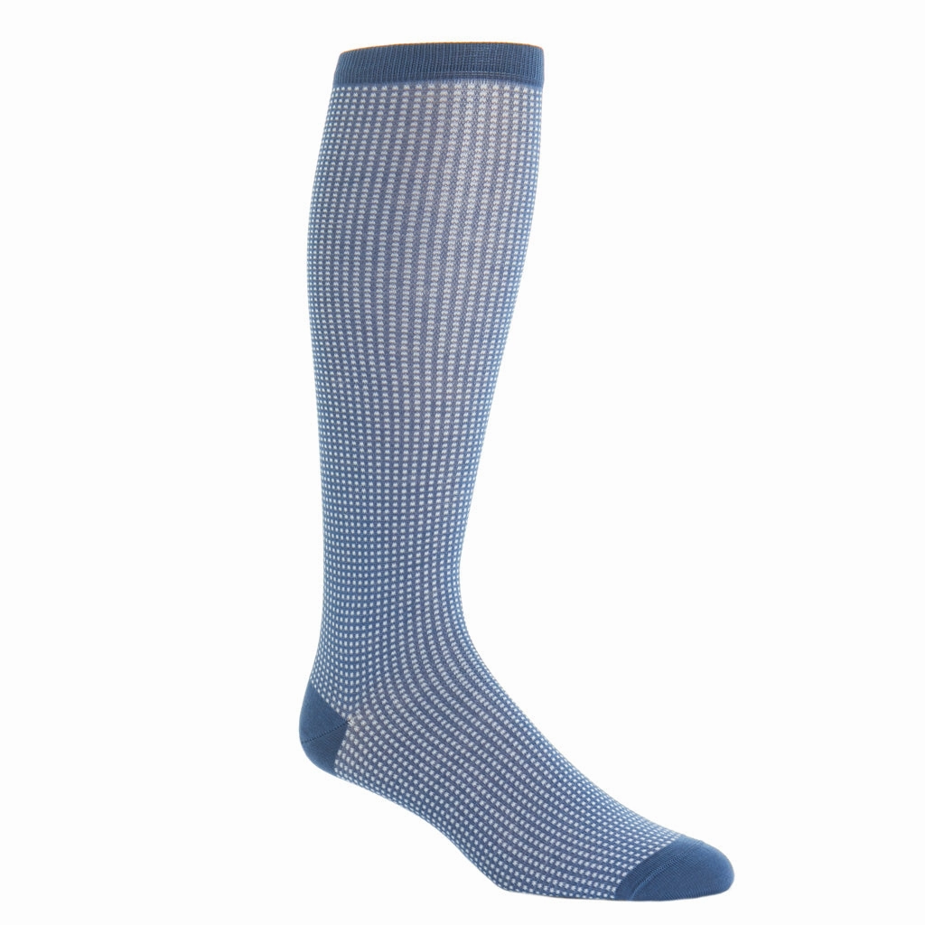 Indigo Blue and White Grenadine Cotton Sock Linked Toe OTC