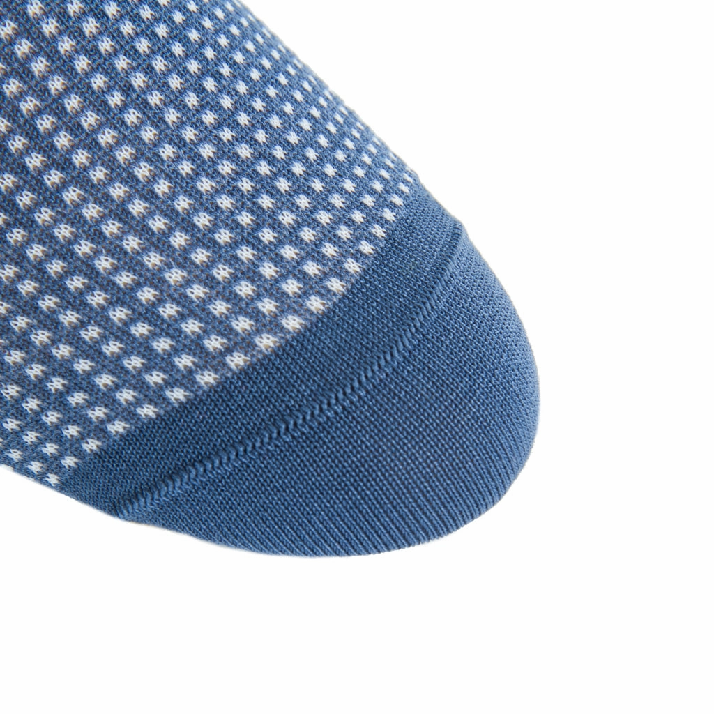 Indigo Blue and White Grenadine Cotton Sock Linked Toe OTC