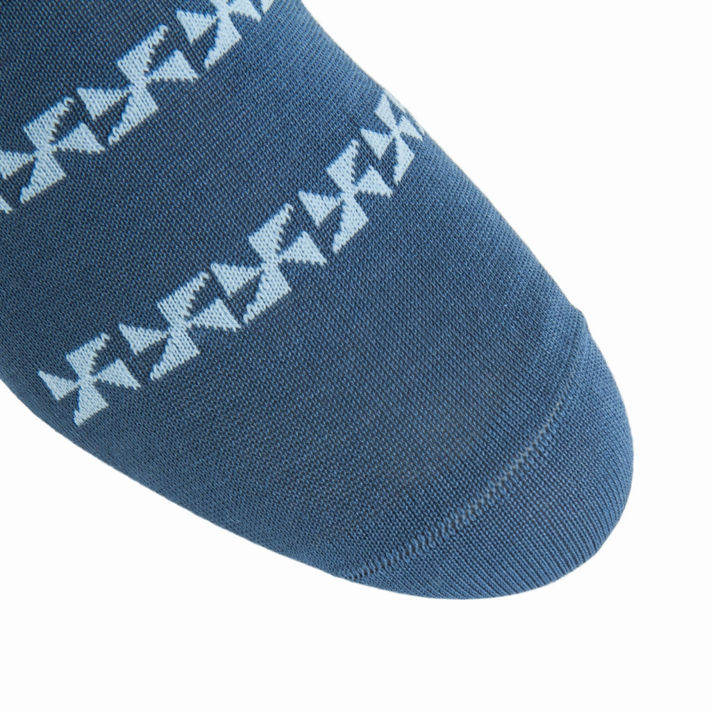 Indigo Blue with Sky Blue Pinwheel Cotton Sock OTC