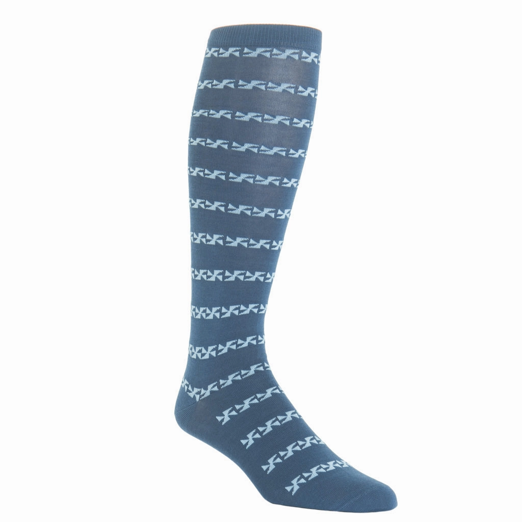 Indigo Blue with Sky Blue Pinwheel Cotton Sock OTC