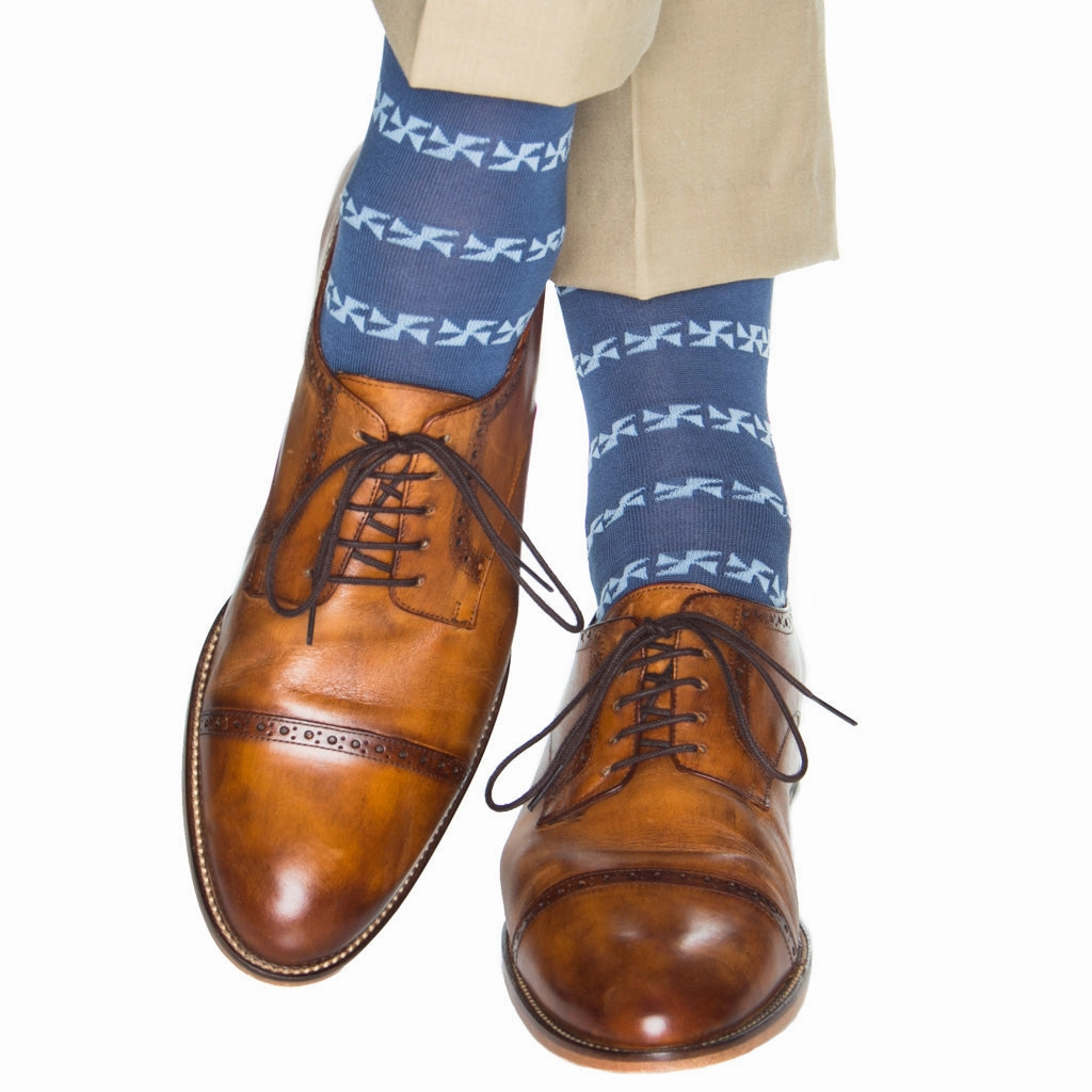 Indigo Blue with Sky Blue Pinwheel Cotton Sock OTC